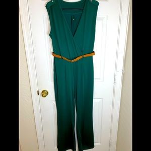 Hunter Green Deep V Jumpsuit